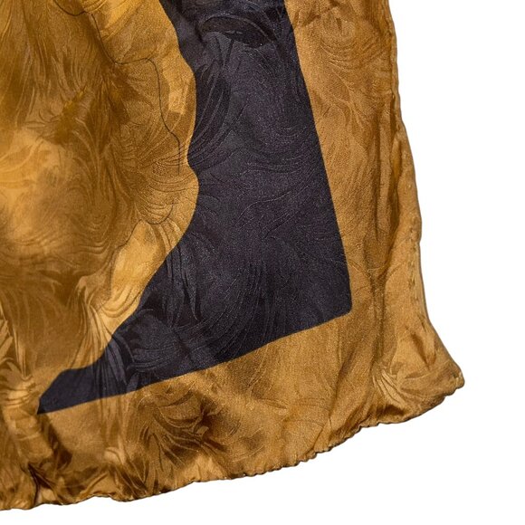 Fattorseta ITALY 100% SILK neutrals HIBISCUS golden brown black scarf ha… - Picture 3 of 6